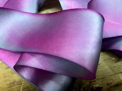 silk ribbon hand dyed 1.5" on the bias 1yd made in USA - Image 1 of 2
