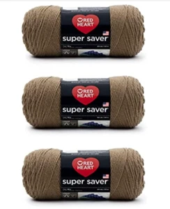 Red Heart Super Saver Café Latte Yarn, 3 Pack, 198g/7oz, Acrylic, 364 Yards - Picture 1 of 10