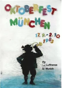 Póster original vintage OCTOBERFEST MUNICH 1983 CERVEZA Y DIVERSIÓN - Imagen 1 de 1