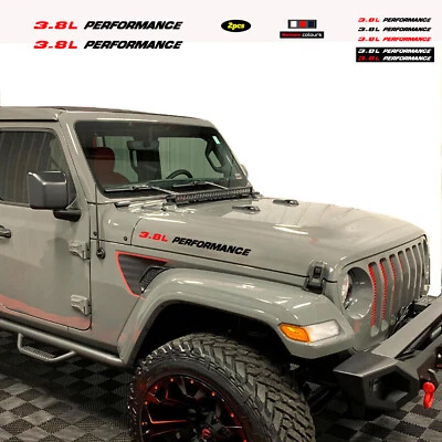 x2 3.8L Performance Car Hood Engine Decal Stickers For Jeep Wrangler JK V6 07-12 — 第 1/4 张图片