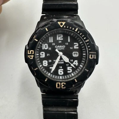 Casio Watch Men All Black Date Window 32MM Round Dial LRW-200 New Battery - Image 1 of 4