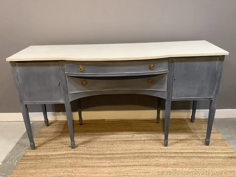 Baker Vintage Painted Buffet Sideboard Server Denim White Wash Cottage Design Cover