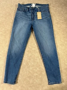 NWT Madewell Womens 9" High Rise Skinny Crop Angelo Wash Blue Denim Jeans 32 - Picture 1 of 8