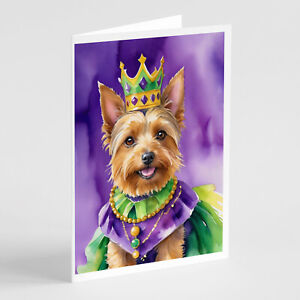 Australian Terrier King of Mardi Gras Cards Envelopes Pack of 8 Dac4727Gca7P