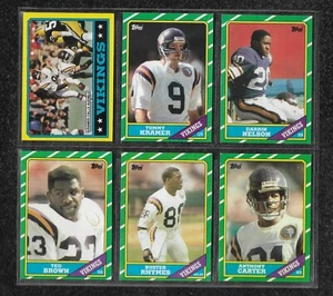 1986 TOPPS MINNESOTA VIKINGS TEAM SET (11) A. CARTER, MILLARD, BROWNER ROOKIES - Picture 1 of 2