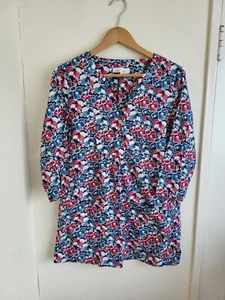 Seasalt Tunic Top Ladies Size 8 Blue Red Floral Print 100% Cotton Aventurier - Picture 1 of 16