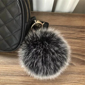 Bolso pompón bola piel de zorro real de 5"/13 cm encanto llavero coche teléfono bolsa colgante regalo - Imagen 1 de 14
