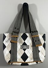 Maggi B Argyle Preppy Diamond Pattern Handbag Black White
