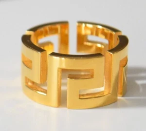 SALE VERSACE Ring Band Greca Pattern Cutout Gold Size 17, 19, 21, 23 NEW - Picture 1 of 7