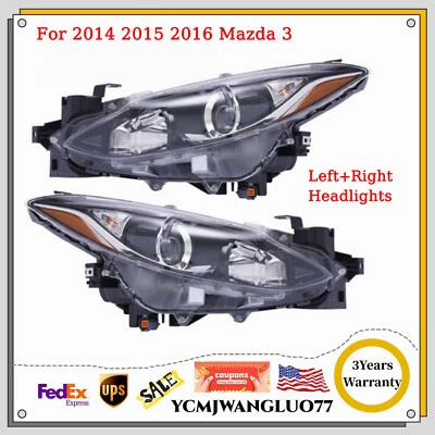 Pair Headlight W/Bulb Left+Right For 2014 2015 2016 Mazda3 Sport Hatchback Sedan Foto 1 de 4
