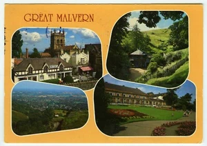 1980s Postcard Great Malvern Abbey Road Priory Church etc Postally Used 1995 - Picture 1 of 2