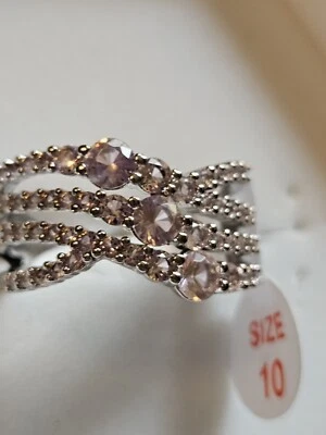 Anillo Bomb Party Talla 10 Moonlight Wonders Luz Rodolita Circonita cúbica Sobre Rodio Rbp7787 Foto 1 de 3