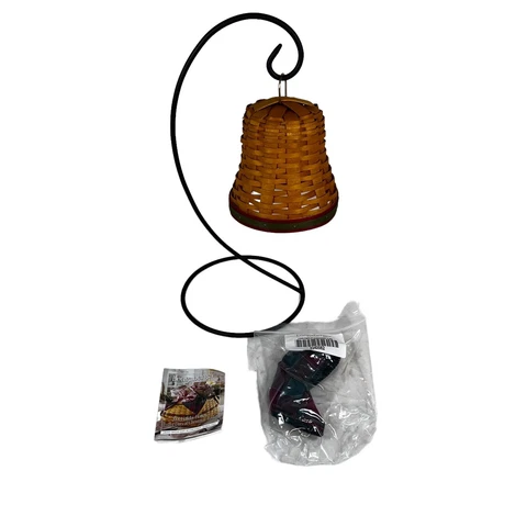 2000 Celebration Noel Christmas Longaberger Bell Basket w/ Iron Hanger Box Liner Cover