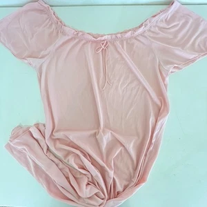 Vintage Talla Grande Scoop Fuera del Hombro Larga Noche Propia Rosa Claro  - Imagen 1 de 3