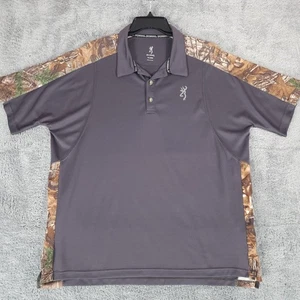 Browning Wolf Polo Shirt Mens 2XL Gray Camo Performance Outdoor Hunting Tactical - Picture 1 of 12