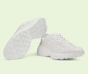 GUCCI Rhyton GG White Tessuto Supreme Sneaker Shoe Mens UK 14, US 14.5 $975* - Picture 1 of 11