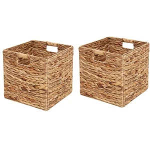 Wicker Storage Basket Water Hyacinth Woven Basket Wicker Storage Cubes,Foldab... - Picture 1 of 7