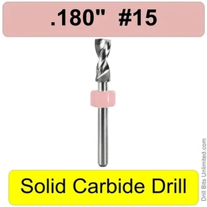 .180" #15 Carbide Drill Bit 1/8" Shank .500" Depth - Premium Solid Carbide - Picture 1 of 5