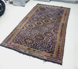 stair pattern bohemian turkish kilim , handmade wool rug , 5x9 feet - Picture 1 of 10