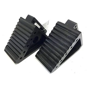 70472 Solid Rubber Heavy Duty Black Wheel Chock 2-Pack, 8" x 4" x 6" - Picture 1 of 7