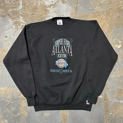 Sudadera De Colección 1994 Logo 7 Atlanta Super Bowl Negra Cuello Redondo Hombres Talla Med  Foto 1 de 4