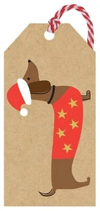 Christmas Gift Tags Pack of 18 Dachshund Dog - Luxury Xmas Gift Wrap Accessory - Picture 1 of 2