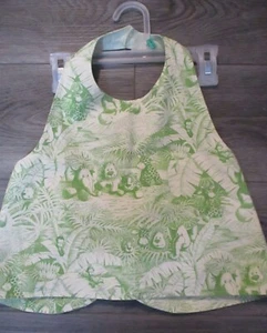 Green Jungle Animals Handmade Cream Cotton Halter Top, Size 8 - Picture 1 of 7