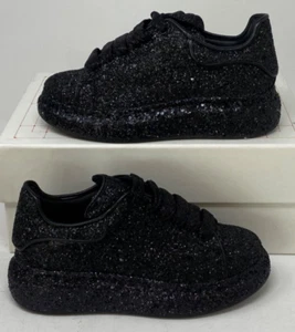 Alexander McQueen Designer Sneakers Kids Children Size 2 (33) $490 Black Crystal - Picture 1 of 23