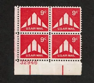 1971 U.S AIRMAIL CLASSICS 9c DELTA WING Plt # Blk of 4 Sc#C77 M/NH/OG Fresh!^ - Picture 1 of 1
