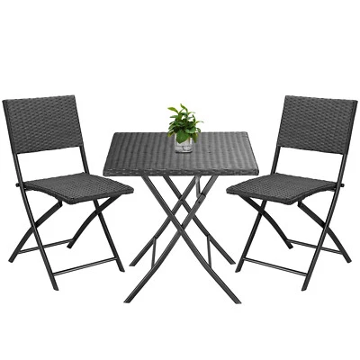 CASARIA® Balkonmöbel Set Polyrattan Klappbar 3tlg. Balkon Garten Terrasse Bistro - Bild 1 von 4