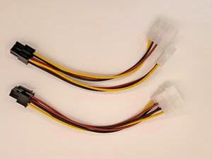 Menge x2 6 Pin PCIE (Stecker) auf 2x 4 Pin Molex (Stecker) 6 Zoll Stromkabel Adapter - Bild 1 von 3