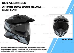 ROYAL ENFIELD BLACK OPTIMUS "DUAL SPORT HELMET WITH VISOR" - Picture 1 of 11
