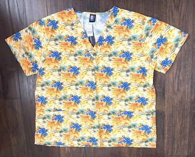 Blusa Médica MEDGEAR Mujer Talla XL Cuello en V Amarillo Tropical 2 Bolsillos Nueva Con Etiquetas Foto 1 de 4