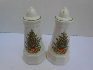  PFALTZGRAFF Árbol Patrimonio de Navidad Sal Pimienta Coctelera Faro - Imagen 1 de 3