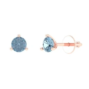 0.5 ct Round Cut Studs Women's Earrings Solid Rose Gold Earrings Screw back - Picture 1 of 40