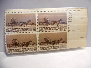 SCOTT STAMP # 1360 CHEROKEE STRIP 6 CENT PLATE BLOCK - MNH - Picture 1 of 1