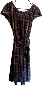 Lauren Conrad Dress Womans Plus Size 2XL Gray Plaid Pleated Cap Sleeve Keyhole - Picture 1 of 14
