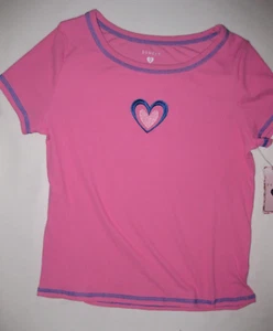 Btween girls 12 ribbed contrast trim heart embroidery tee pink nwt tween - Picture 1 of 1