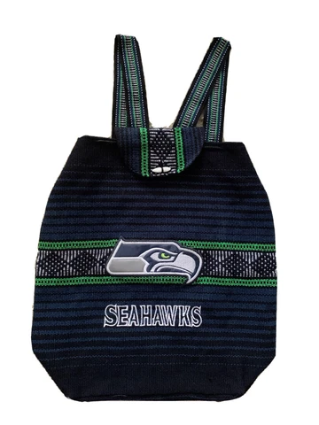 Seattle Seahawks Fan Woven Cinch Backpack Excellent Condition Cover