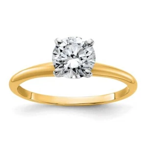 14k Yellow Gold 1ct. Round Lab-Created Moissanite Solitaire Ring Size 9 - Picture 1 of 9