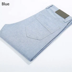 Hommes Slim Lin Élastique Droit Jambe Pantalon Décontracté Mince Pantalon Souple - Bild 1 von 10