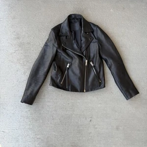 ALLSAINTS women’s Dalby Black Leather Biker Jacket Size 6 US (Retail $499.00) - Picture 1 of 6