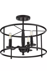 PROGRESS LIGHTING - P350150-031 Durrell 3-Light Semi-Flush Convertible, Black - Picture 1 of 5