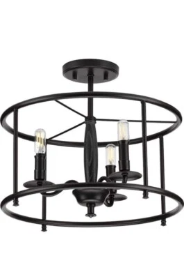 PROGRESS LIGHTING - P350150-031 Durrell 3-Light Semi-Flush Convertible, Black - Image 1 of 4