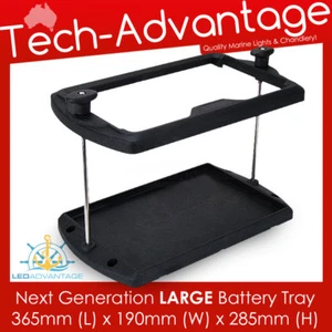 NEW NEXT GENERATION BLACK LARGE BATTERY TRAY HOLDER - BOAT/CARAVAN/MOWER/TRACTOR - Bild 1 von 2