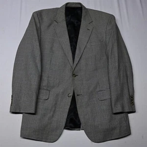 Jos A Bank 43R 44R Blue Houndstooth Silk Wool Mens Suit Blazer Jacket Sport Coat - Picture 1 of 12