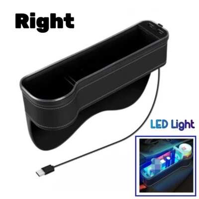 Car Seat Gap Catcher Storage Box Cup Holder with LED Light For Seat Right Side - Image 1 of 4