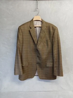 Chaqueta deportiva Michael Kors lana marrón a cuadros tres botones doble ventilación Blazer 46R Foto 1 de 4