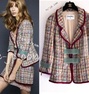 CHANEL 17S Multi Summer Tweed Zipper Jacket Plum Trim Runway 38 US6 Rare by Karl - Picture 1 of 24