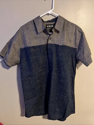Men’s Large Zoo York Short Sleeve Navy Blue And Grey Button Up Shirt - Image 1 of 4